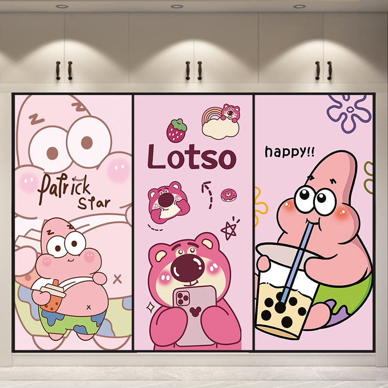 PVC lipnus stiklo plėvelė su animacijos raštu svetainei – 1 vnt.