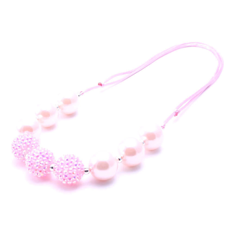 Gyermekeknek szóló nyaklánc - gyanta/plasztik gyöngyök, gyöngy lánc, állítható zsinór, egyedi csomagolás