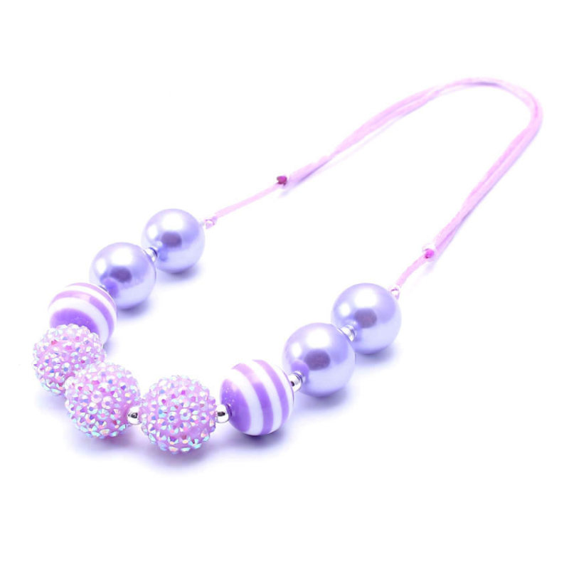 Gyermekeknek szóló nyaklánc - gyanta/plasztik gyöngyök, gyöngy lánc, állítható zsinór, egyedi csomagolás