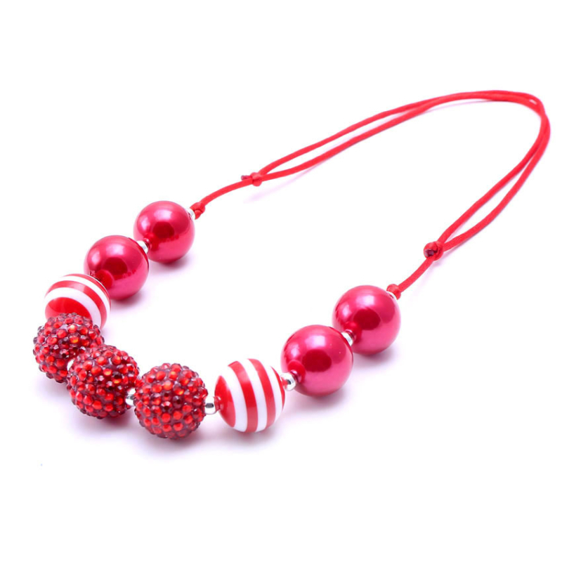 Gyermekeknek szóló nyaklánc - gyanta/plasztik gyöngyök, gyöngy lánc, állítható zsinór, egyedi csomagolás