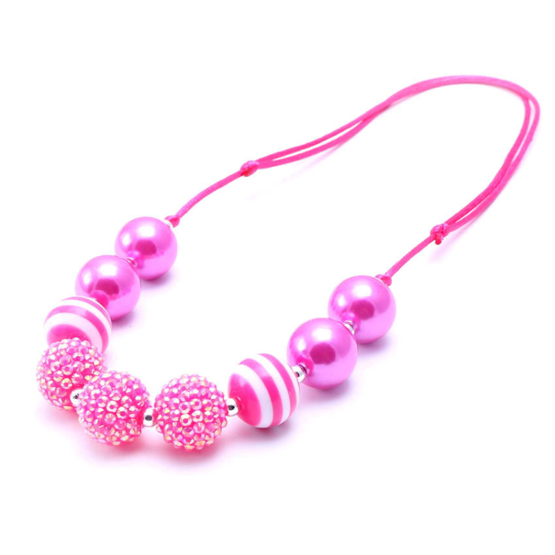 Gyermekeknek szóló nyaklánc - gyanta/plasztik gyöngyök, gyöngy lánc, állítható zsinór, egyedi csomagolás