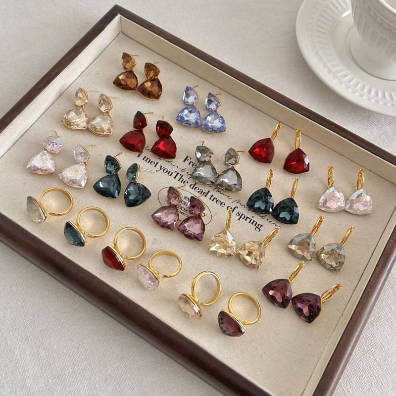 Shutong stikliniai geometrijiniai auskarai, elektroplakavimas, 925 sidabro kaiščiai, vintage aukštos kokybės dizainas