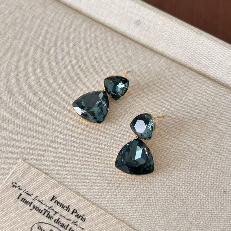 Shutong stikliniai geometrijiniai auskarai, elektroplakavimas, 925 sidabro kaiščiai, vintage aukštos kokybės dizainas