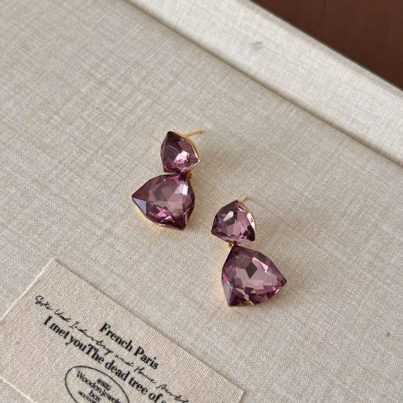 Shutong stikliniai geometrijiniai auskarai, elektroplakavimas, 925 sidabro kaiščiai, vintage aukštos kokybės dizainas