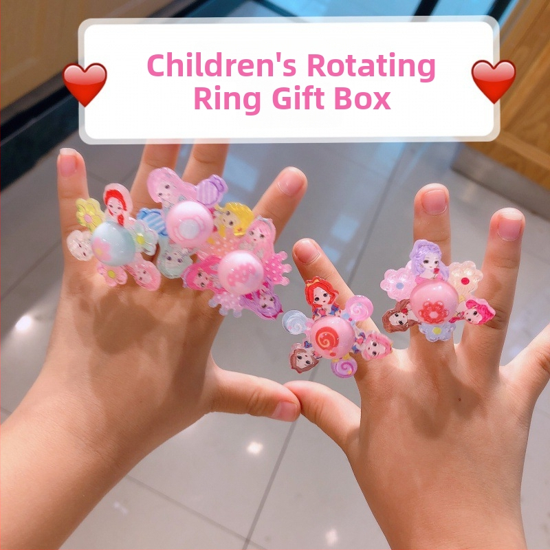 Detský otáčajúci prsteň — plast/živica, kreslený štýl, séria Dievčenská kreslená princezná, možnosť loga