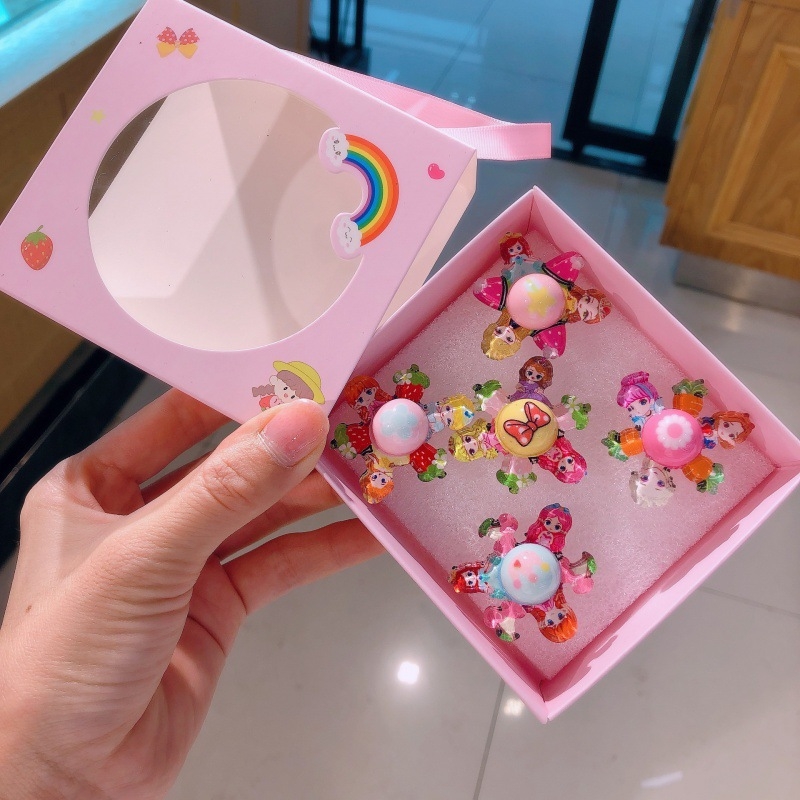 Gyermekeknek forgó gyűrű — műanyag/gyanta, rajzfilmszerű stílus, Lányos Hercegnő sorozat, logó nyomtatás lehetősége