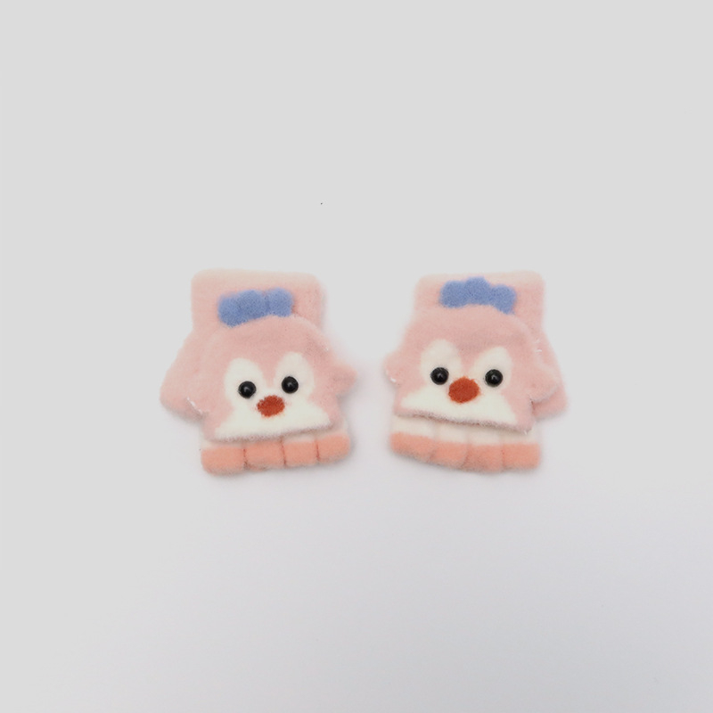 Vaikiškos žieminės pusiau pirštų pirštinės su atlenkiamu gaubteliu, nailonas, unisex, animacinis raštas, 1–3 metų amžius