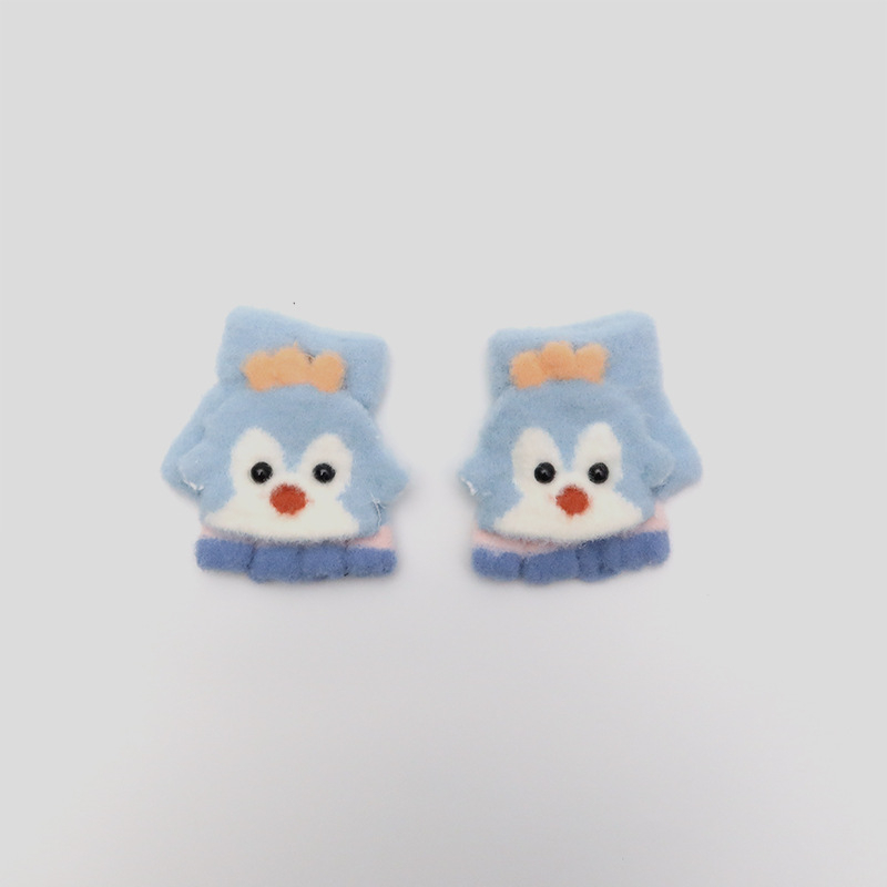 Vaikiškos žieminės pusiau pirštų pirštinės su atlenkiamu gaubteliu, nailonas, unisex, animacinis raštas, 1–3 metų amžius