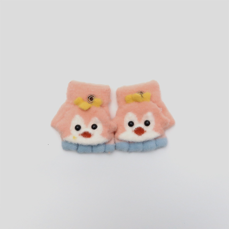 Vaikiškos žieminės pusiau pirštų pirštinės su atlenkiamu gaubteliu, nailonas, unisex, animacinis raštas, 1–3 metų amžius
