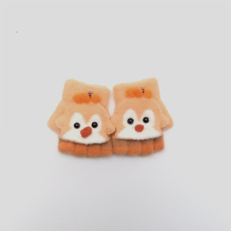 Vaikiškos žieminės pusiau pirštų pirštinės su atlenkiamu gaubteliu, nailonas, unisex, animacinis raštas, 1–3 metų amžius