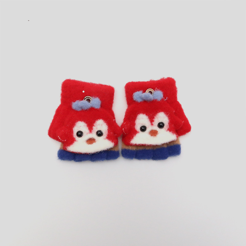 Vaikiškos žieminės pusiau pirštų pirštinės su atlenkiamu gaubteliu, nailonas, unisex, animacinis raštas, 1–3 metų amžius