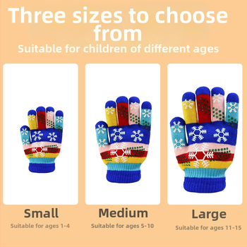 Vaikų žiemos pirštinės: megztos, jacquard raštas, palaiko šilumą, amžius 1–18