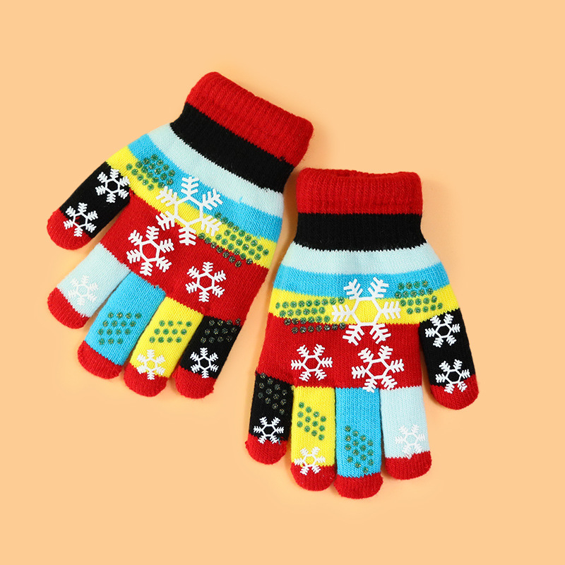 Vaikų žiemos pirštinės: megztos, jacquard raštas, palaiko šilumą, amžius 1–18