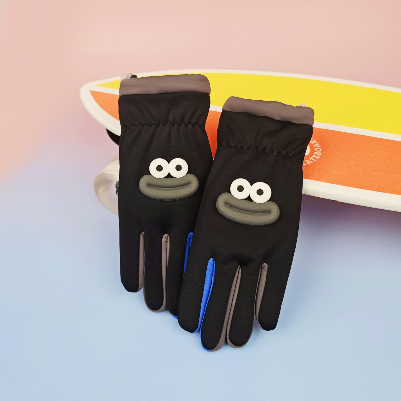 Vaikų žiemos dviračių pirštinės – vilnos pamušalas, vėjo atsparios, atsparios vandeniui, su jutikliniu ekranu, Ice Silk audinys