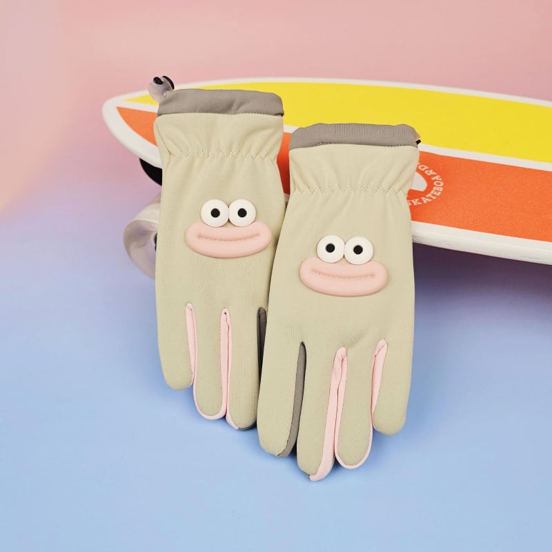 Vaikų žiemos dviračių pirštinės – vilnos pamušalas, vėjo atsparios, atsparios vandeniui, su jutikliniu ekranu, Ice Silk audinys