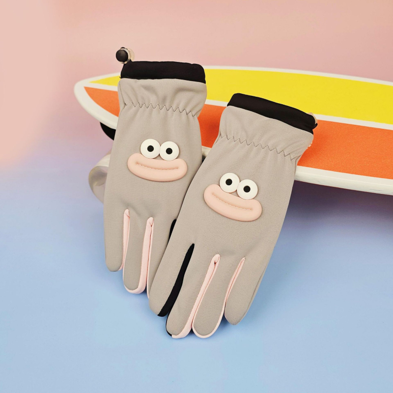 Vaikų žiemos dviračių pirštinės – vilnos pamušalas, vėjo atsparios, atsparios vandeniui, su jutikliniu ekranu, Ice Silk audinys