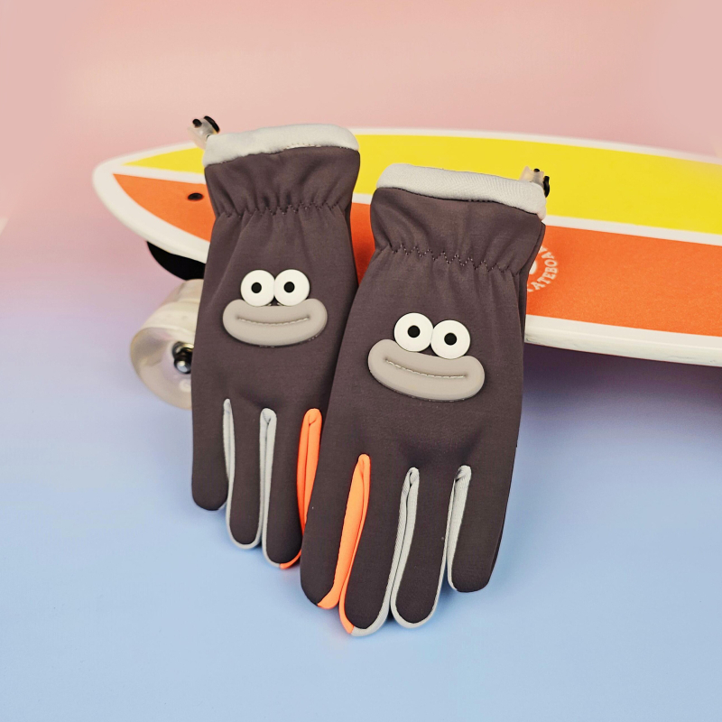 Vaikų žiemos dviračių pirštinės – vilnos pamušalas, vėjo atsparios, atsparios vandeniui, su jutikliniu ekranu, Ice Silk audinys