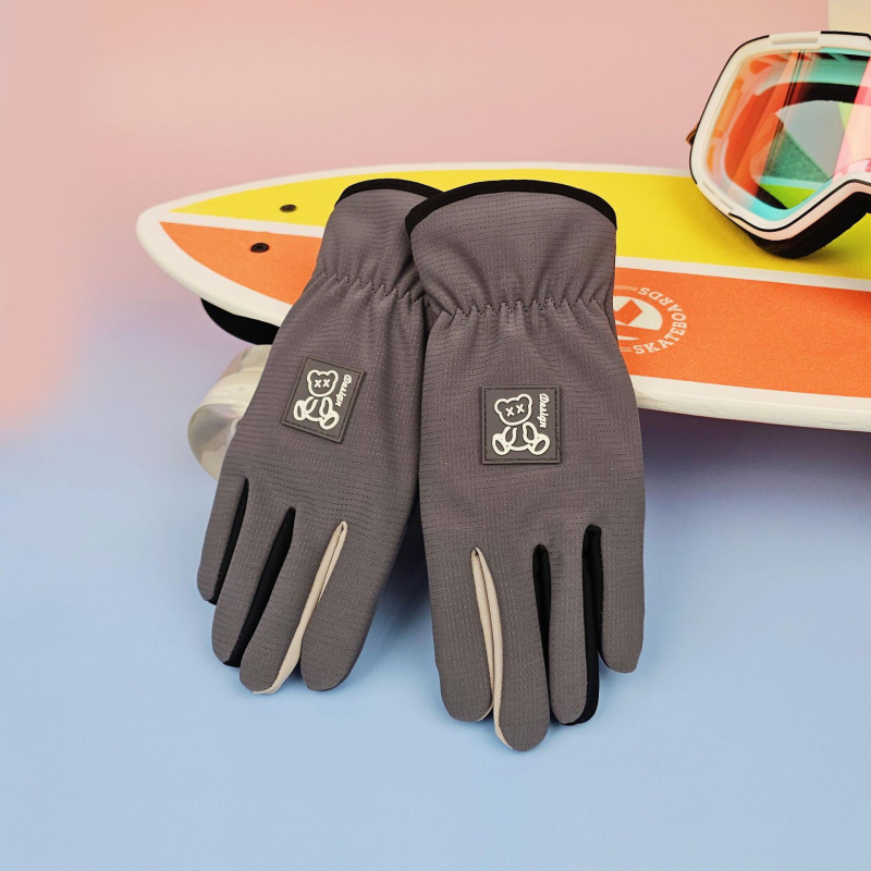 Vaikų žiemos dviračių pirštinės – vilnos pamušalas, vėjo atsparios, atsparios vandeniui, su jutikliniu ekranu, Ice Silk audinys