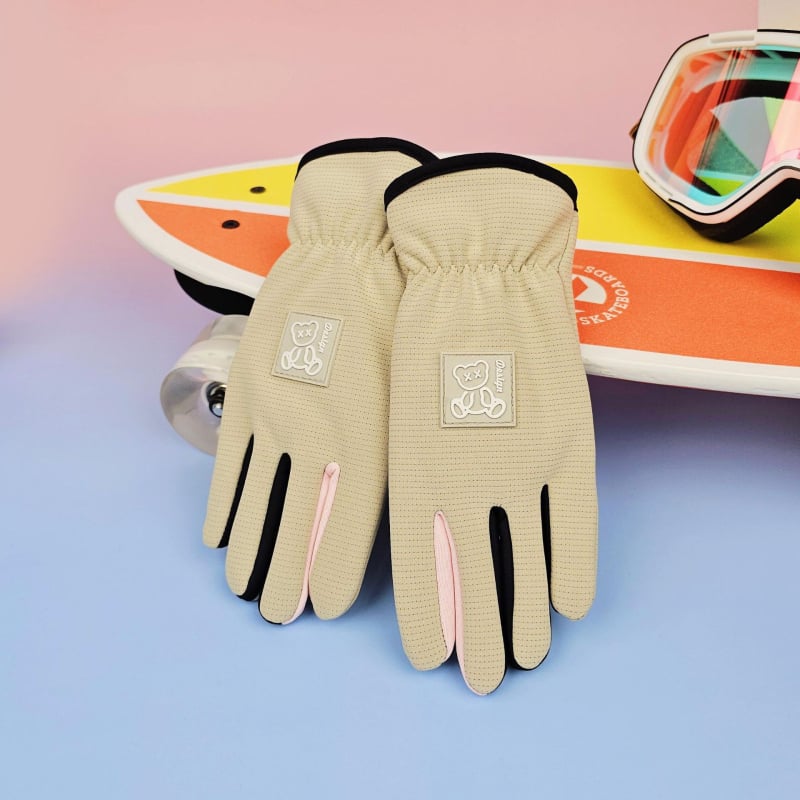 Vaikų žiemos dviračių pirštinės – vilnos pamušalas, vėjo atsparios, atsparios vandeniui, su jutikliniu ekranu, Ice Silk audinys