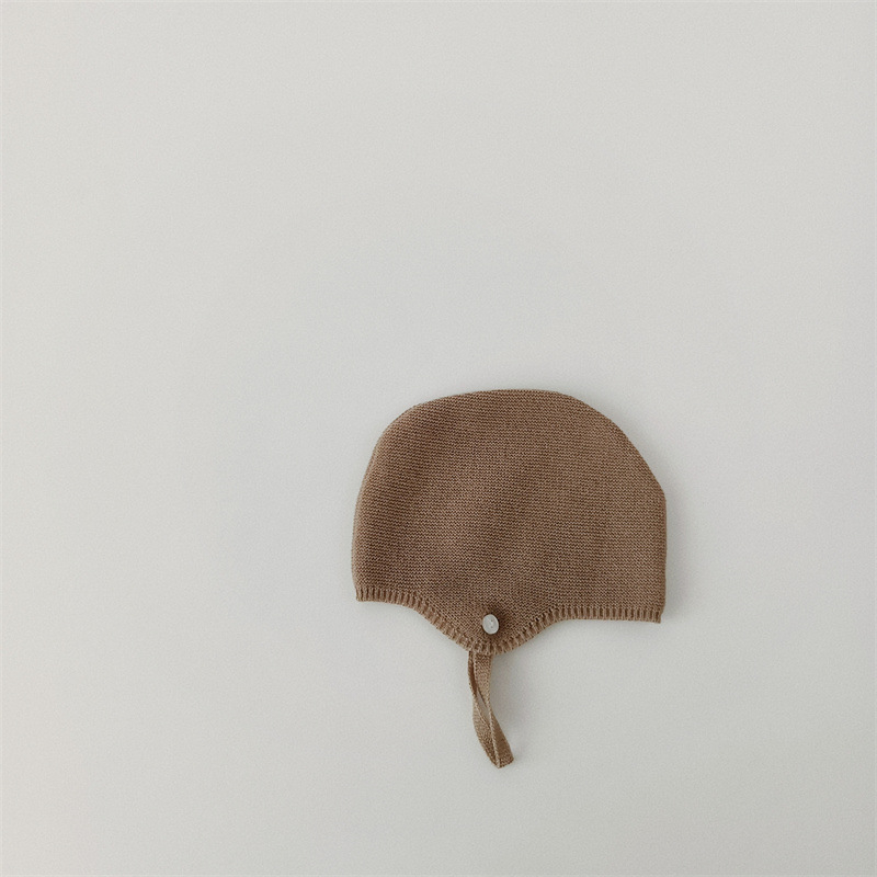 Pletena dječja kapa s zaštitom za uši, jesen, vunena mješavina, kupolasti vrh