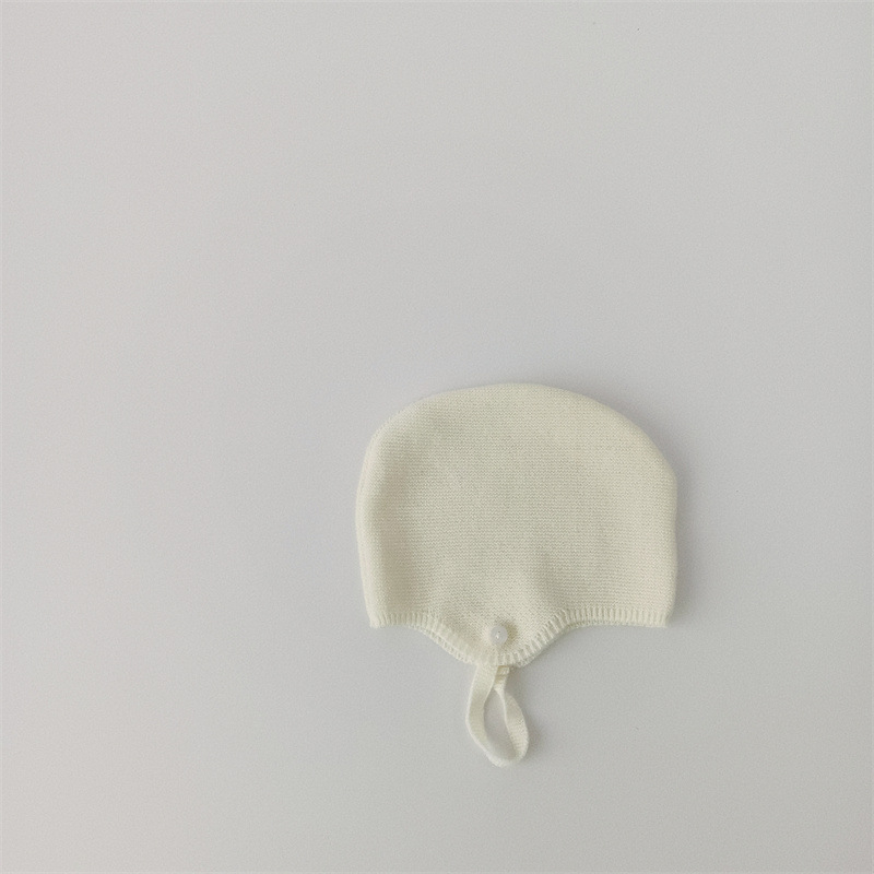 Pletena dječja kapa s zaštitom za uši, jesen, vunena mješavina, kupolasti vrh