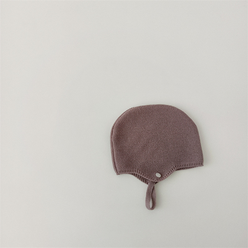 Pletena dječja kapa s zaštitom za uši, jesen, vunena mješavina, kupolasti vrh