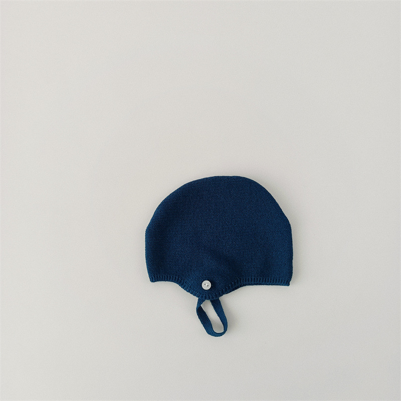 Pletena dječja kapa s zaštitom za uši, jesen, vunena mješavina, kupolasti vrh