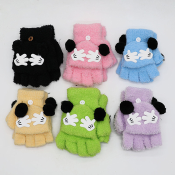 Vaikų piešinių pusiau pirštinės, flisas, unisex, amžius 3–12 metų, tinkamos žiemai-pavasariui-rudeniui