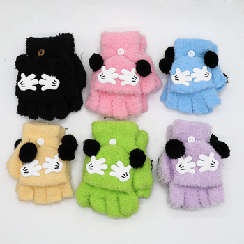 Vaikų piešinių pusiau pirštinės, flisas, unisex, amžius 3–12 metų, tinkamos žiemai-pavasariui-rudeniui