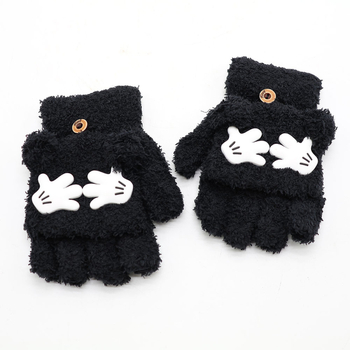 Vaikų piešinių pusiau pirštinės, flisas, unisex, amžius 3–12 metų, tinkamos žiemai-pavasariui-rudeniui