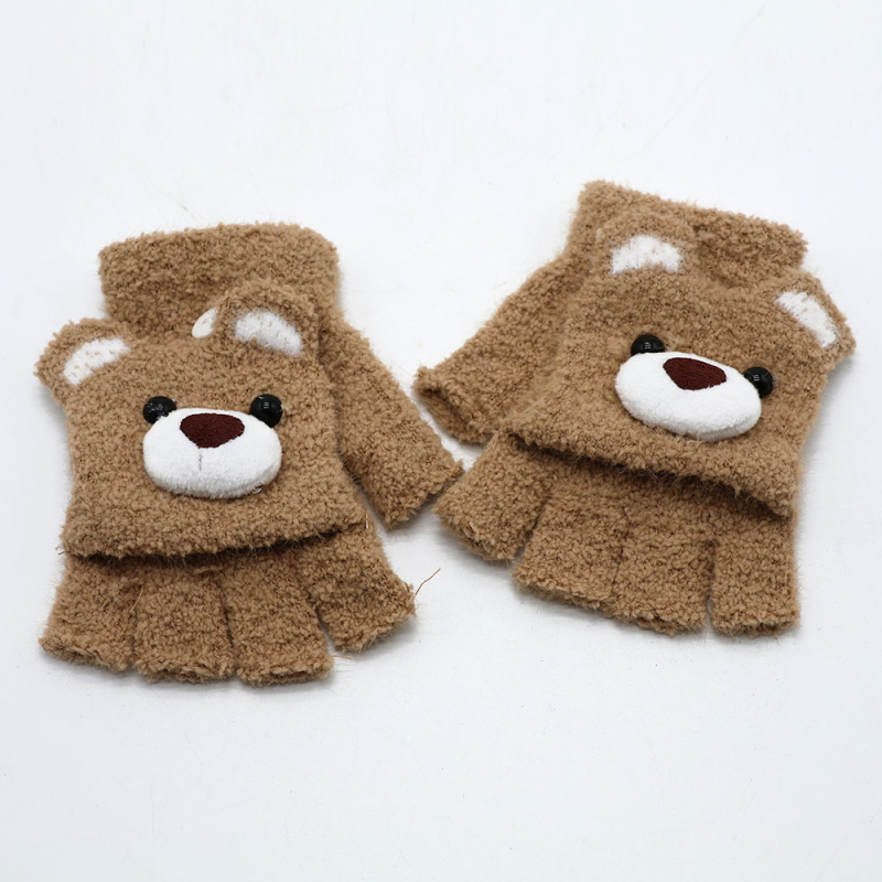 Vaikų piešinių pusiau pirštinės, flisas, unisex, amžius 3–12 metų, tinkamos žiemai-pavasariui-rudeniui