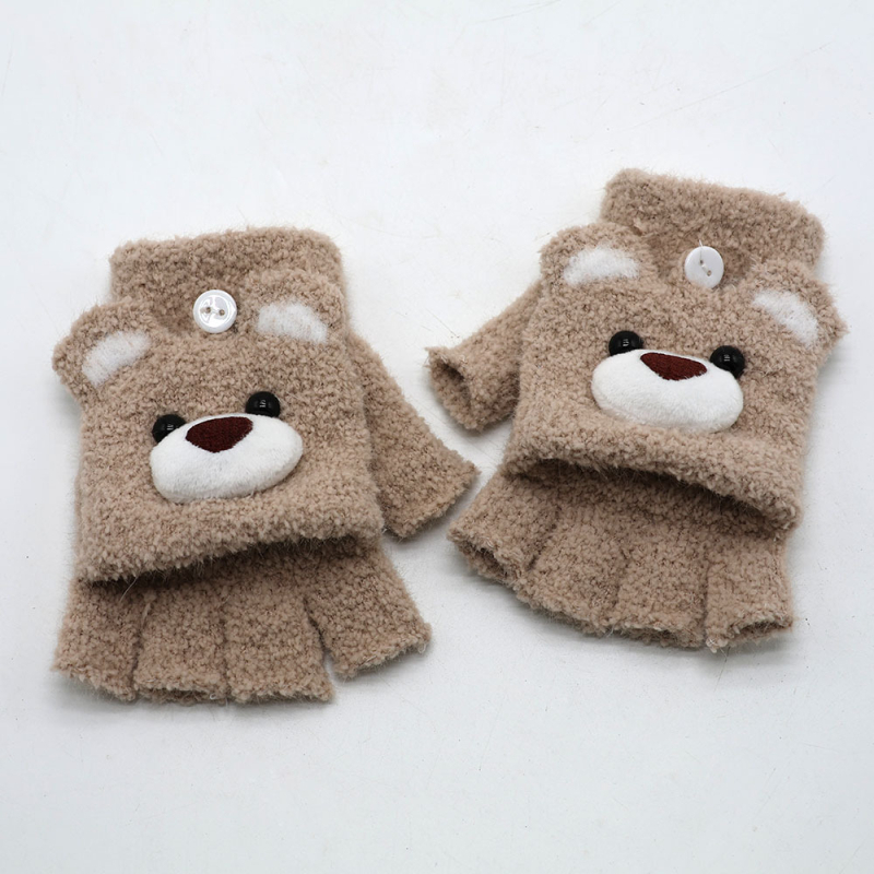 Vaikų piešinių pusiau pirštinės, flisas, unisex, amžius 3–12 metų, tinkamos žiemai-pavasariui-rudeniui