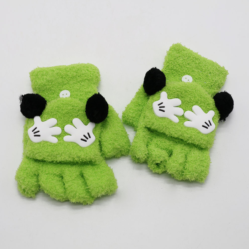 Vaikų piešinių pusiau pirštinės, flisas, unisex, amžius 3–12 metų, tinkamos žiemai-pavasariui-rudeniui