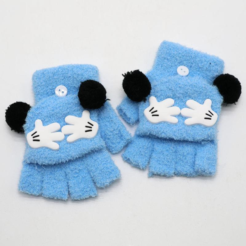 Vaikų piešinių pusiau pirštinės, flisas, unisex, amžius 3–12 metų, tinkamos žiemai-pavasariui-rudeniui