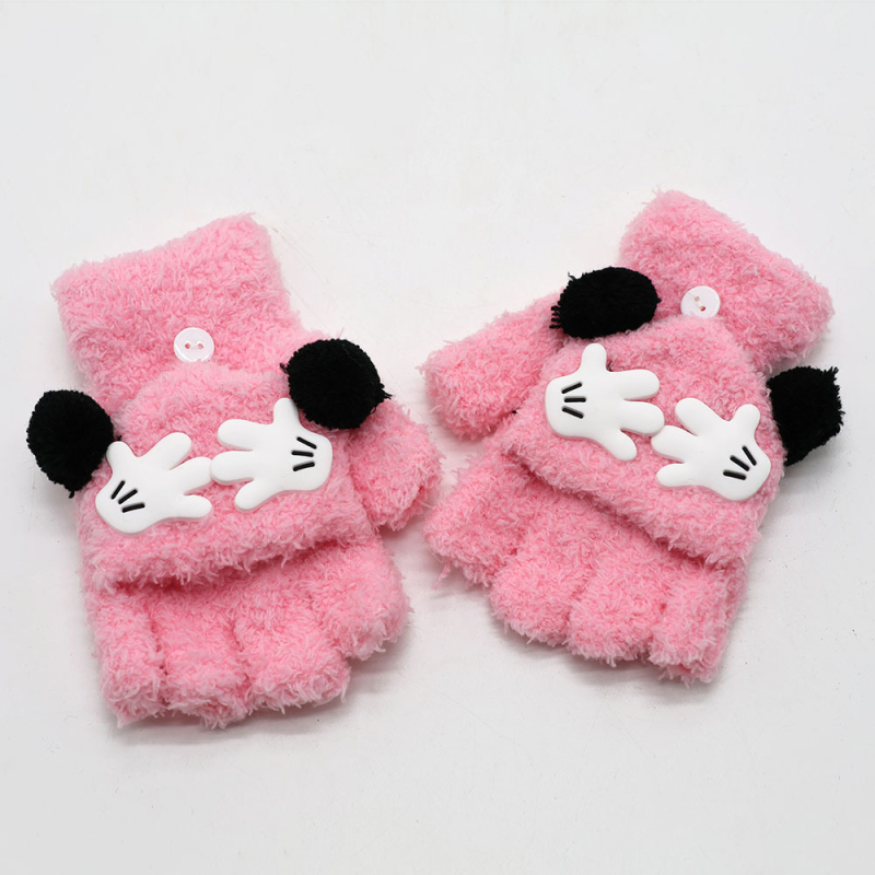 Vaikų piešinių pusiau pirštinės, flisas, unisex, amžius 3–12 metų, tinkamos žiemai-pavasariui-rudeniui