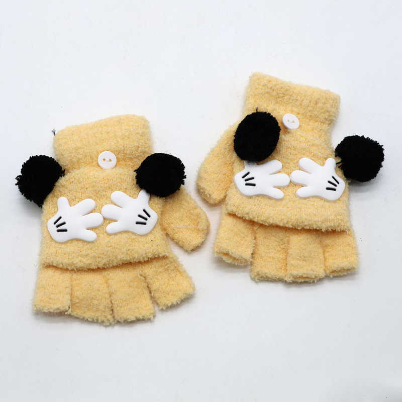 Vaikų piešinių pusiau pirštinės, flisas, unisex, amžius 3–12 metų, tinkamos žiemai-pavasariui-rudeniui