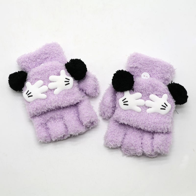 Vaikų piešinių pusiau pirštinės, flisas, unisex, amžius 3–12 metų, tinkamos žiemai-pavasariui-rudeniui