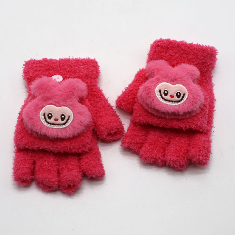 Vaikų piešinių pusiau pirštinės, flisas, unisex, amžius 3–12 metų, tinkamos žiemai-pavasariui-rudeniui