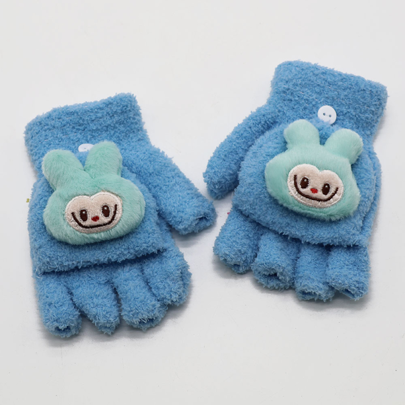 Vaikų piešinių pusiau pirštinės, flisas, unisex, amžius 3–12 metų, tinkamos žiemai-pavasariui-rudeniui