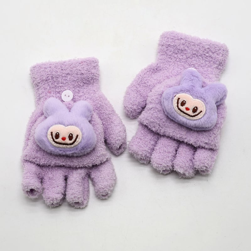 Vaikų piešinių pusiau pirštinės, flisas, unisex, amžius 3–12 metų, tinkamos žiemai-pavasariui-rudeniui