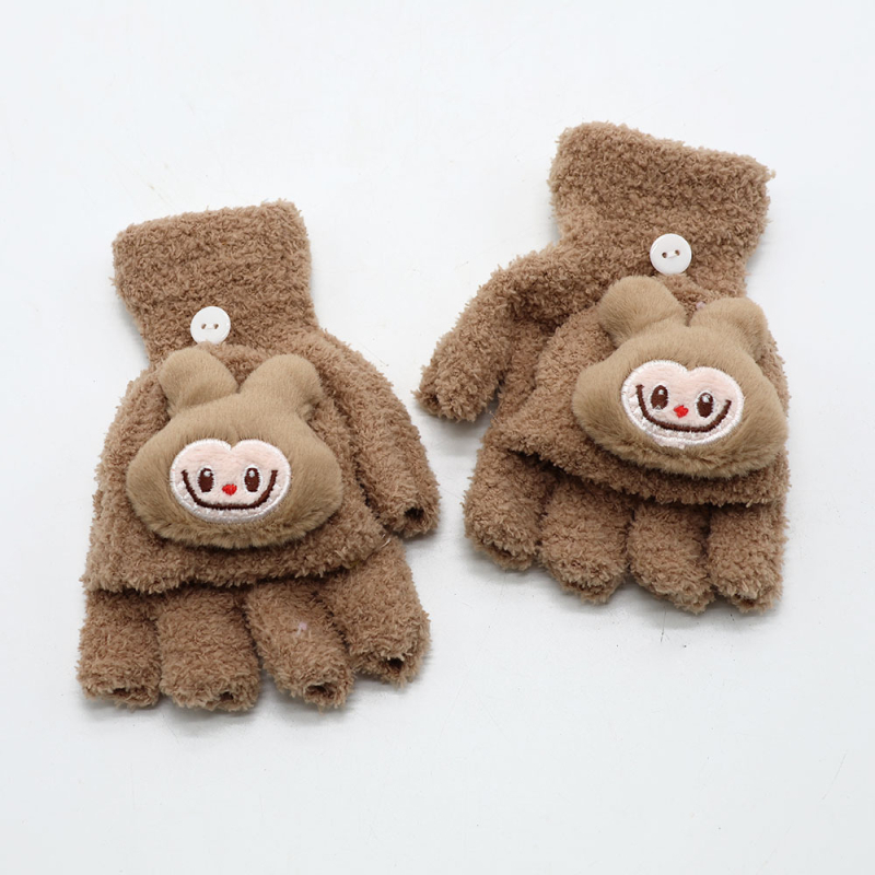 Vaikų piešinių pusiau pirštinės, flisas, unisex, amžius 3–12 metų, tinkamos žiemai-pavasariui-rudeniui