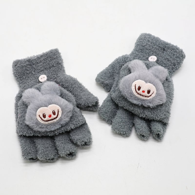 Vaikų piešinių pusiau pirštinės, flisas, unisex, amžius 3–12 metų, tinkamos žiemai-pavasariui-rudeniui