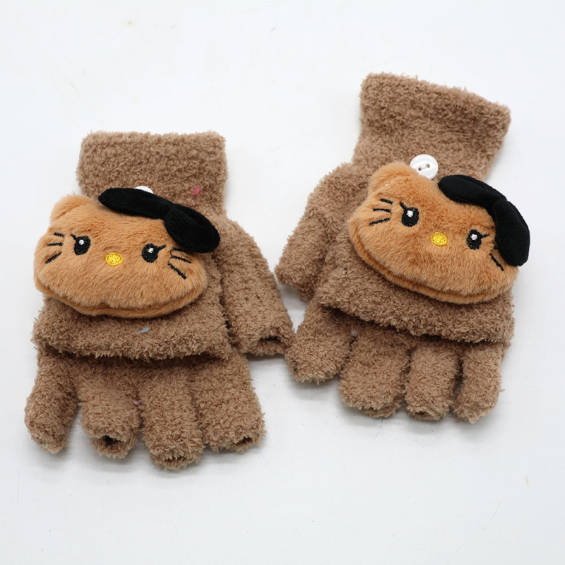 Vaikų piešinių pusiau pirštinės, flisas, unisex, amžius 3–12 metų, tinkamos žiemai-pavasariui-rudeniui