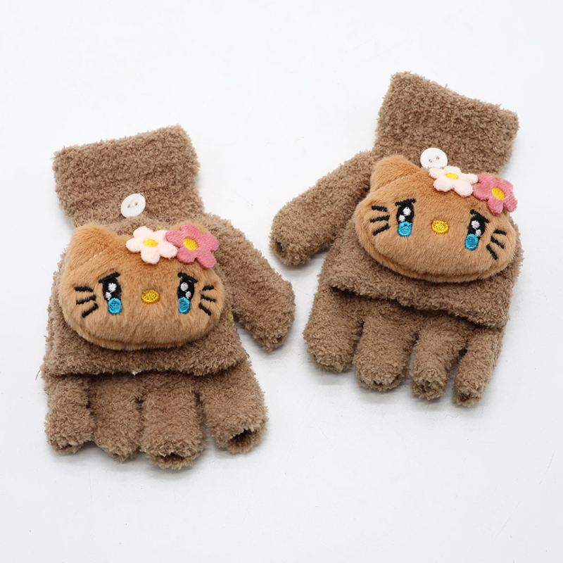 Vaikų piešinių pusiau pirštinės, flisas, unisex, amžius 3–12 metų, tinkamos žiemai-pavasariui-rudeniui