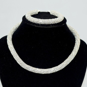Vjenčani set nakita: ogrlica s 1/2/3 redom, narukvica i naušnice, legura, rhinestones, okrugli privjesci