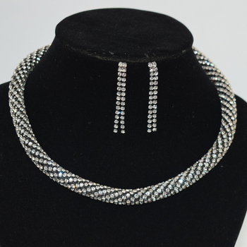 Vjenčani set nakita: ogrlica s 1/2/3 redom, narukvica i naušnice, legura, rhinestones, okrugli privjesci