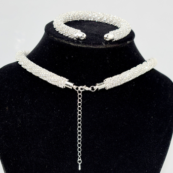 Vjenčani set nakita: ogrlica s 1/2/3 redom, narukvica i naušnice, legura, rhinestones, okrugli privjesci