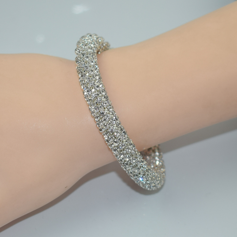 Vjenčani set nakita: ogrlica s 1/2/3 redom, narukvica i naušnice, legura, rhinestones, okrugli privjesci