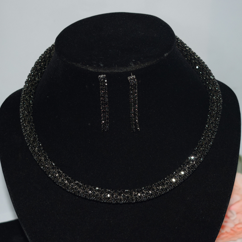 Vjenčani set nakita: ogrlica s 1/2/3 redom, narukvica i naušnice, legura, rhinestones, okrugli privjesci