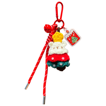 Villane heegeldatud jõulukuuse võtmehoidja – pehme karikatuurstiilis aksessuaar jõuludeks